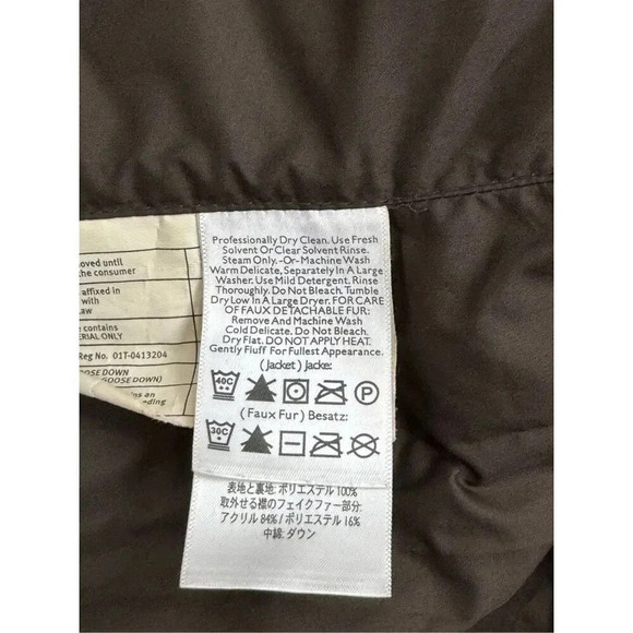 Eddie Bauer Goose Down Puffer Vest Women's Small Brown Full Zip Pockets Faux Fur - Picture 8 of 8